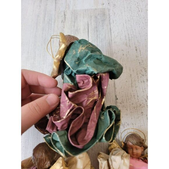 Rustic cherub Angel instrument band set horn violin Xmas ornament - Picture 12 of 15